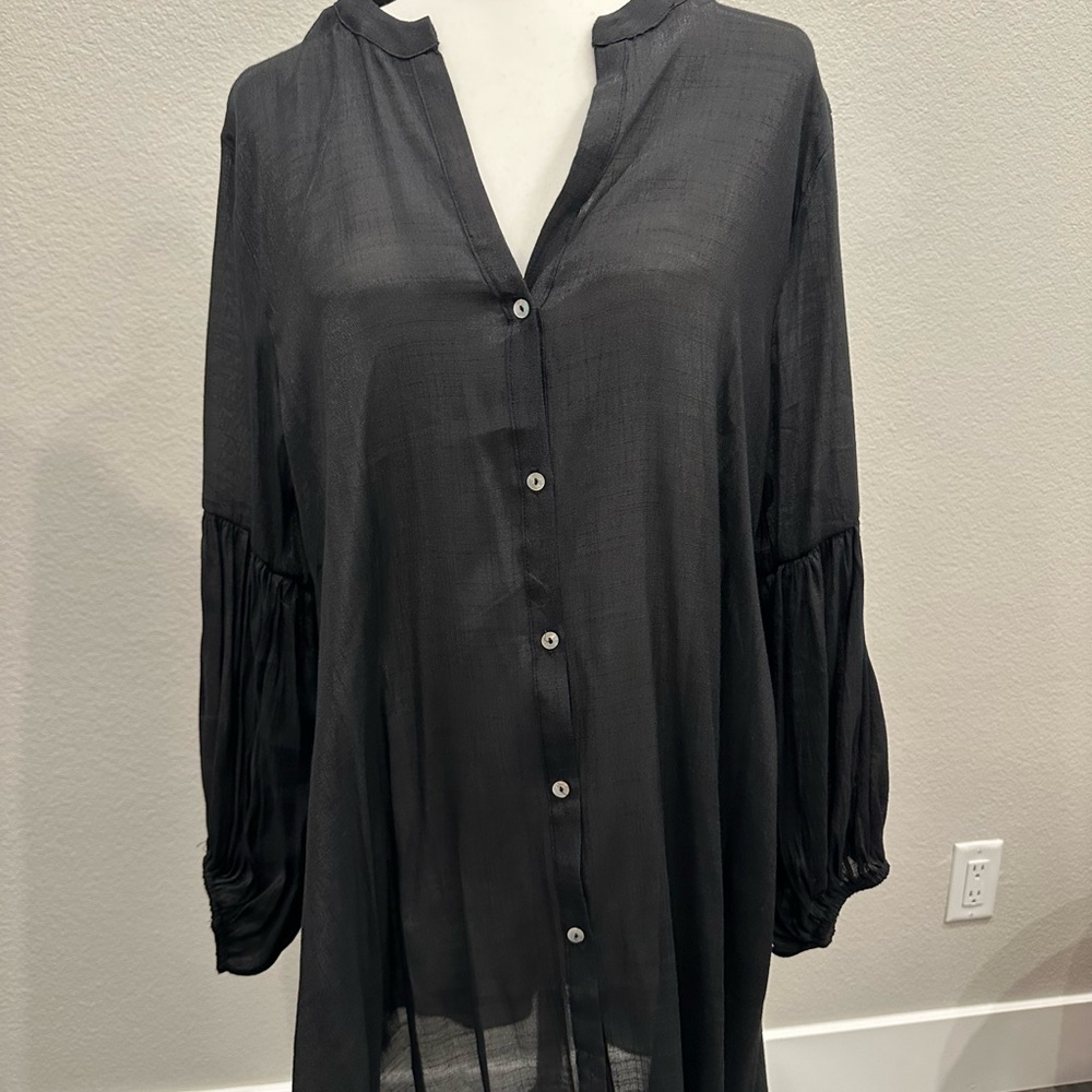 Size M Sheer Black Button down Blouse
